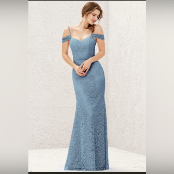 Luxury Blue Lace Off Shoulder Evening Dress for Women LA73125 main image 1